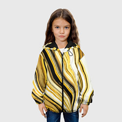 Куртка с капюшоном детская Волнистые вертикальные чёрно-жёлтые полосы, цвет: 3D-черный — фото 2