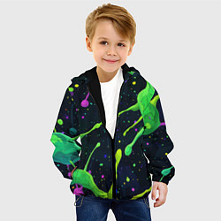 Куртка с капюшоном детская Разноцветные кляксы, цвет: 3D-черный — фото 2