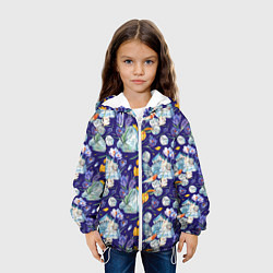 Куртка с капюшоном детская Крокусы и зяблик во льдах, цвет: 3D-белый — фото 2