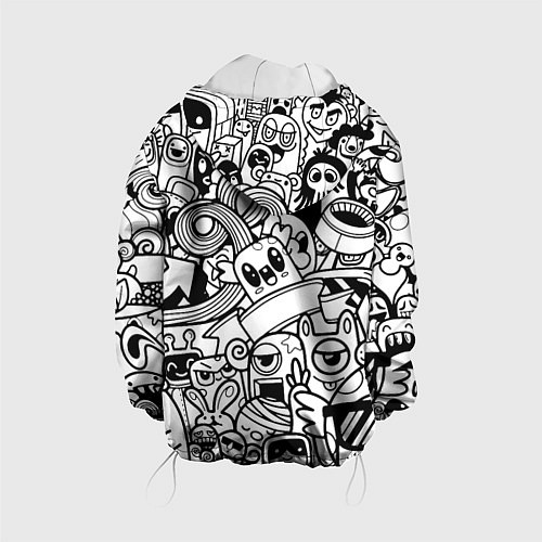 Детская куртка Black and white doddle monsters / 3D-Белый – фото 2