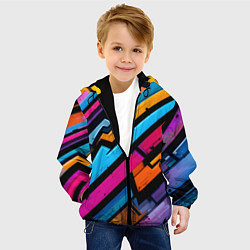 Куртка с капюшоном детская Абстракция с граффити, цвет: 3D-черный — фото 2