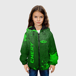 Куртка с капюшоном детская Chery - green gradient вертикально, цвет: 3D-черный — фото 2