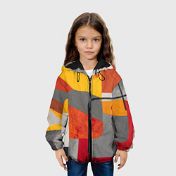 Куртка с капюшоном детская Абстракция с желтым и оранжевым, цвет: 3D-черный — фото 2