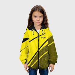 Куртка с капюшоном детская Sport жёлтый с чёрным точечный, цвет: 3D-черный — фото 2
