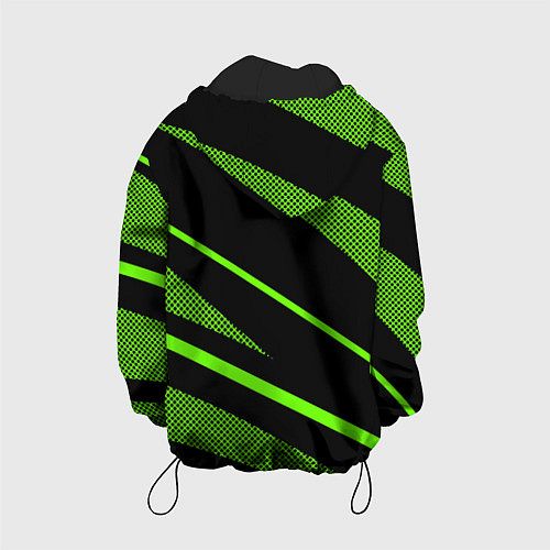 Детская куртка Чёрно-зелёный абстрактные полосы / 3D-Черный – фото 2