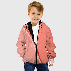 Куртка с капюшоном детская Sport персиковый с полосой, цвет: 3D-черный — фото 2