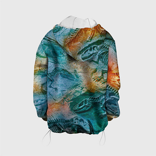 Детская куртка Окаменелые динозавры, тропический зеленый / 3D-Белый – фото 2