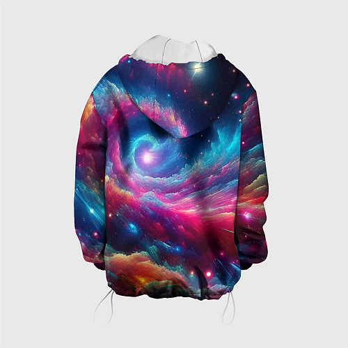 Детская куртка Неоновая галактическая спираль - нейроарт / 3D-Белый – фото 2