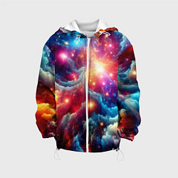 Куртка с капюшоном детская Colorfull neon space clouds - ai art fantasy, цвет: 3D-белый
