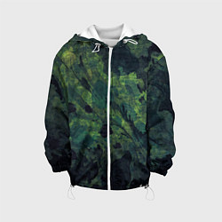 Куртка с капюшоном детская Абстракция - green camouflage background, цвет: 3D-белый
