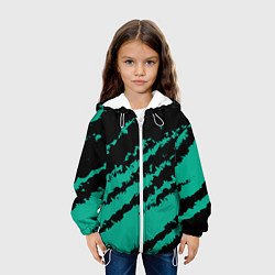 Куртка с капюшоном детская The color is black and turquoise, цвет: 3D-белый — фото 2
