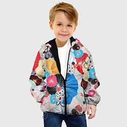 Куртка с капюшоном детская Цветы - абстрактные узоры, цвет: 3D-черный — фото 2
