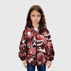 Куртка с капюшоном детская Растения против зомби в красном цвете, цвет: 3D-черный — фото 2