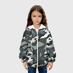 Куртка с капюшоном детская Темно зеленый камуфляж, цвет: 3D-белый — фото 2