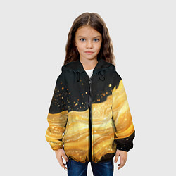 Куртка с капюшоном детская Золотистая материя на черном фоне, цвет: 3D-черный — фото 2