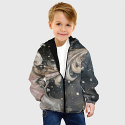 Куртка с капюшоном детская Бежевый объемный узор, цвет: 3D-черный — фото 2