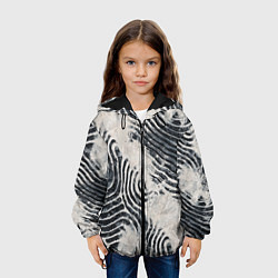 Куртка с капюшоном детская Текстура гранж - абстрактные линии, цвет: 3D-черный — фото 2