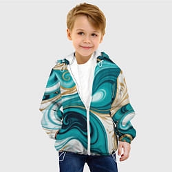 Куртка с капюшоном детская Бирюза и золото, цвет: 3D-белый — фото 2