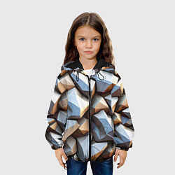 Куртка с капюшоном детская Каменно металлическая абстракция, цвет: 3D-черный — фото 2