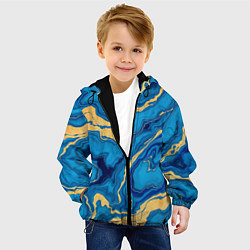 Куртка с капюшоном детская Синий мрамор с золотом, цвет: 3D-черный — фото 2