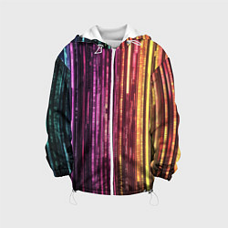 Куртка с капюшоном детская Неоновый и переливающийся киберпанк узор, цвет: 3D-белый