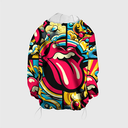 Детская куртка Rolling Stones logo - pop art pattern / 3D-Белый – фото 2