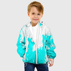 Куртка с капюшоном детская Голубой огонь текстура, цвет: 3D-белый — фото 2
