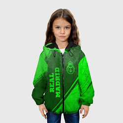 Куртка с капюшоном детская Real Madrid - green gradient вертикально, цвет: 3D-черный — фото 2