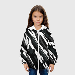 Куртка с капюшоном детская Разводы белым на черном, цвет: 3D-белый — фото 2