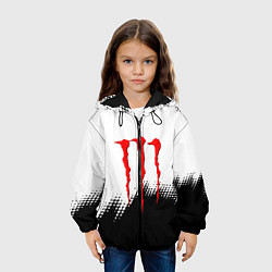 Куртка с капюшоном детская Monster energy чёрно белые краски, цвет: 3D-черный — фото 2