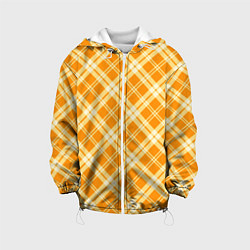 Куртка с капюшоном детская Жёлтый крупная клетка, цвет: 3D-белый