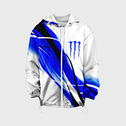 Куртка с капюшоном детская Monster energy линии абстракции, цвет: 3D-белый