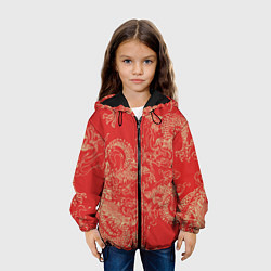 Куртка с капюшоном детская Золотые драконы на красном, цвет: 3D-черный — фото 2