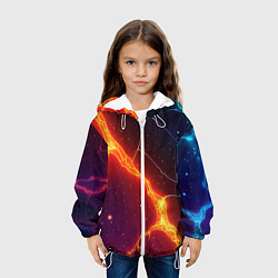 Куртка с капюшоном детская Сине-оранжевые молнии текстура, цвет: 3D-белый — фото 2