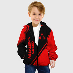 Куртка с капюшоном детская Assassins Creed - red gradient вертикально, цвет: 3D-черный — фото 2