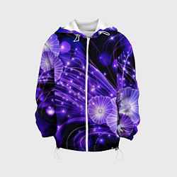 Детская куртка Силуэты цветов на темном фоне - фиолетовое свечени