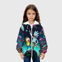 Куртка с капюшоном детская Рик и Морти на планете сказочных грибов, цвет: 3D-белый — фото 2