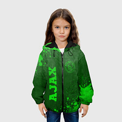 Куртка с капюшоном детская Ajax - green gradient вертикально, цвет: 3D-черный — фото 2