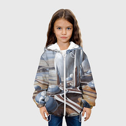 Куртка с капюшоном детская Город на другой планете, цвет: 3D-белый — фото 2