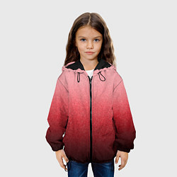 Куртка с капюшоном детская Мягкий градиент красно-розовый текстура крошка, цвет: 3D-черный — фото 2
