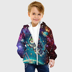 Куртка с капюшоном детская Котик в космосе с лазерным пистолетом, цвет: 3D-белый — фото 2