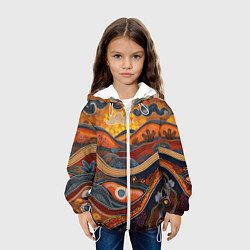 Куртка с капюшоном детская Горы и холмы в виде узоров, цвет: 3D-белый — фото 2