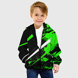 Куртка с капюшоном детская Color black and green, цвет: 3D-черный — фото 2
