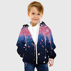 Куртка с капюшоном детская Розово-синяя текстура, цвет: 3D-белый — фото 2