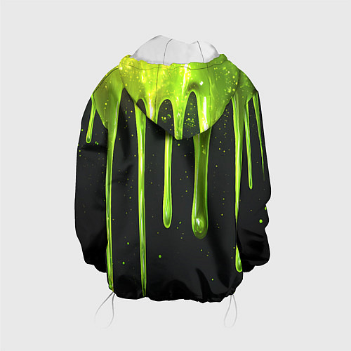 Детская куртка Слизь зеленая текстура / 3D-Белый – фото 2