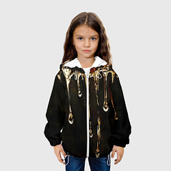 Куртка с капюшоном детская Мед на коричневой текстуре, цвет: 3D-белый — фото 2