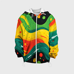 Куртка с капюшоном детская Желто-зеленая краска текстура, цвет: 3D-белый