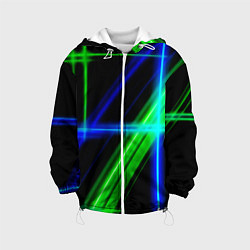 Куртка с капюшоном детская Color blue black green, цвет: 3D-белый