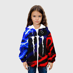 Куртка с капюшоном детская Monster energy молнии неон, цвет: 3D-белый — фото 2