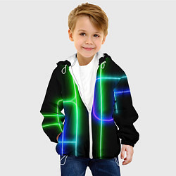 Куртка с капюшоном детская Color blue black green stripe, цвет: 3D-белый — фото 2